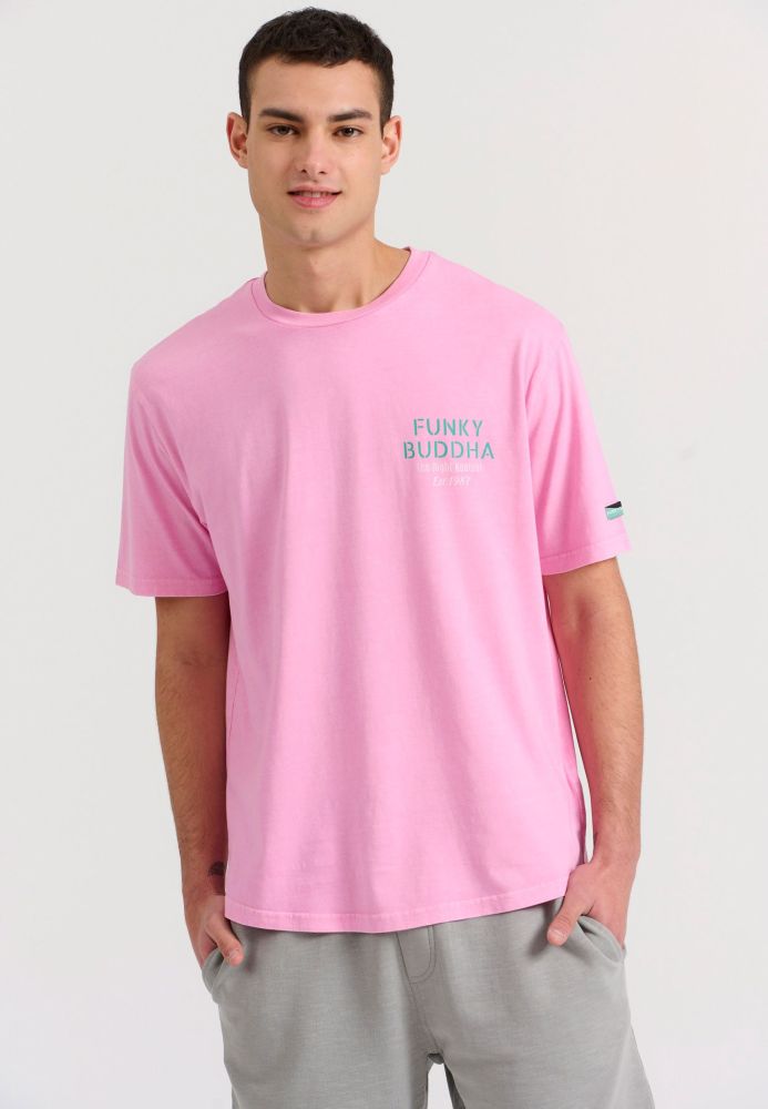 Relaxed fit garment dyed t-shirt με τύπωμα στη πλάτη