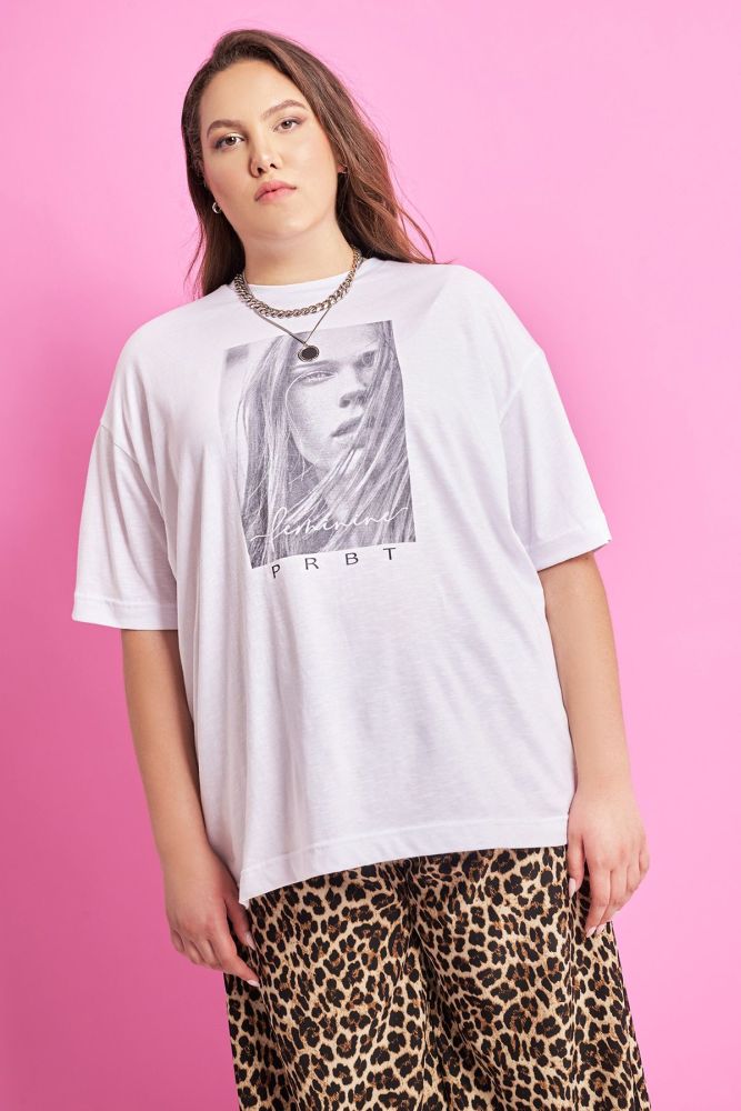 PRBT T-shirt ασπρόμαυρη στάμπα Feminine