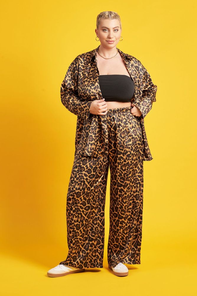 PRBT Παντελόνα φαρδιά εμπριμέ animal print