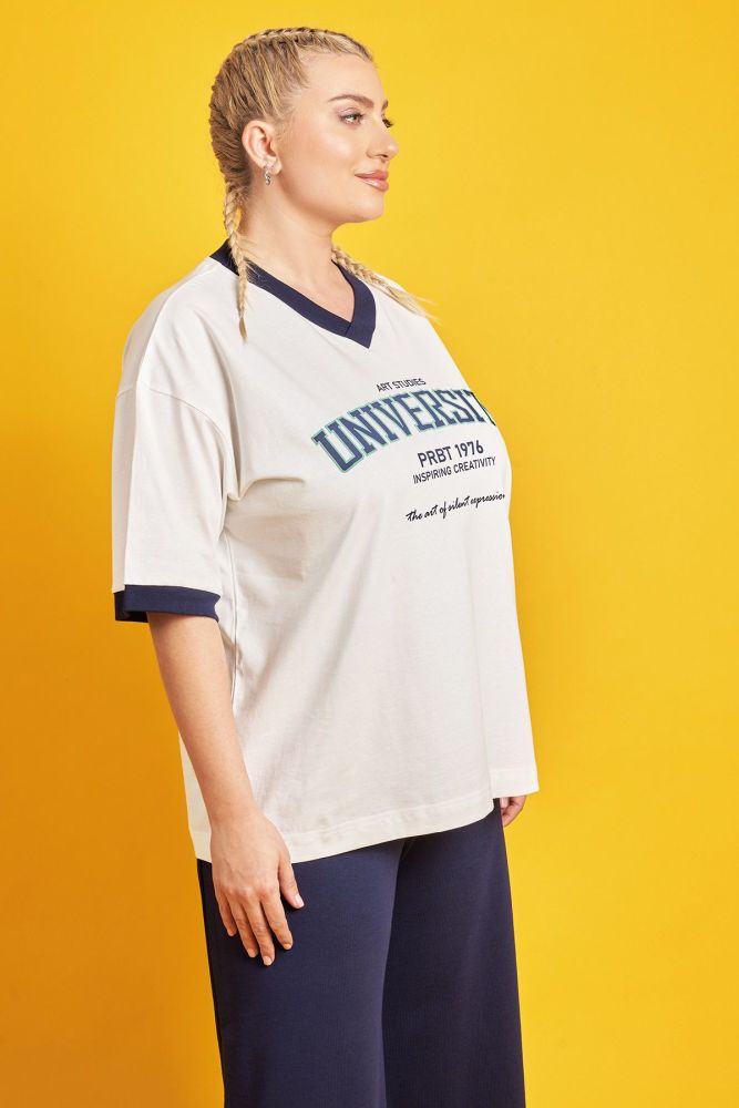 PRBT T-Shirt με logo UNIVERSITY και διχρωμία