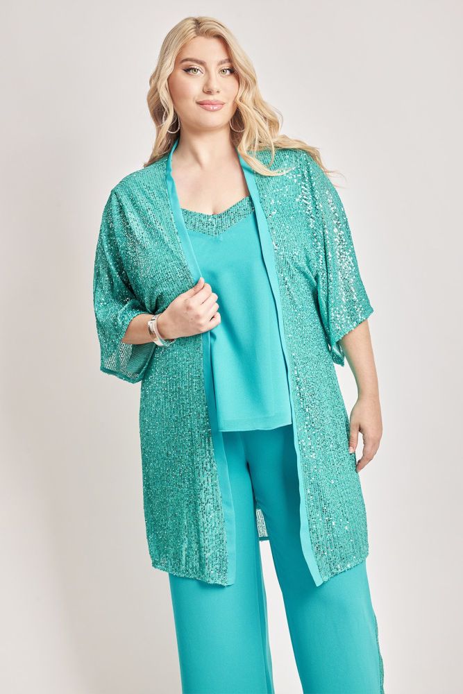 Κιμονό αμπιγιέ chiffon με παγιέτες
