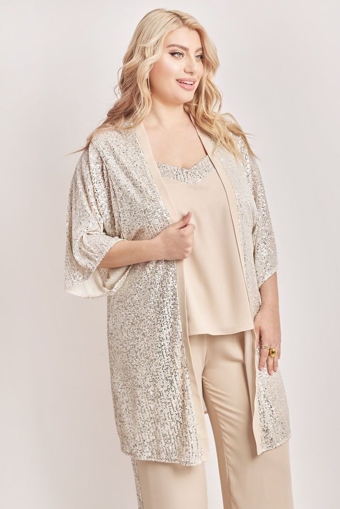 Κιμονό αμπιγιέ chiffon με παγιέτες