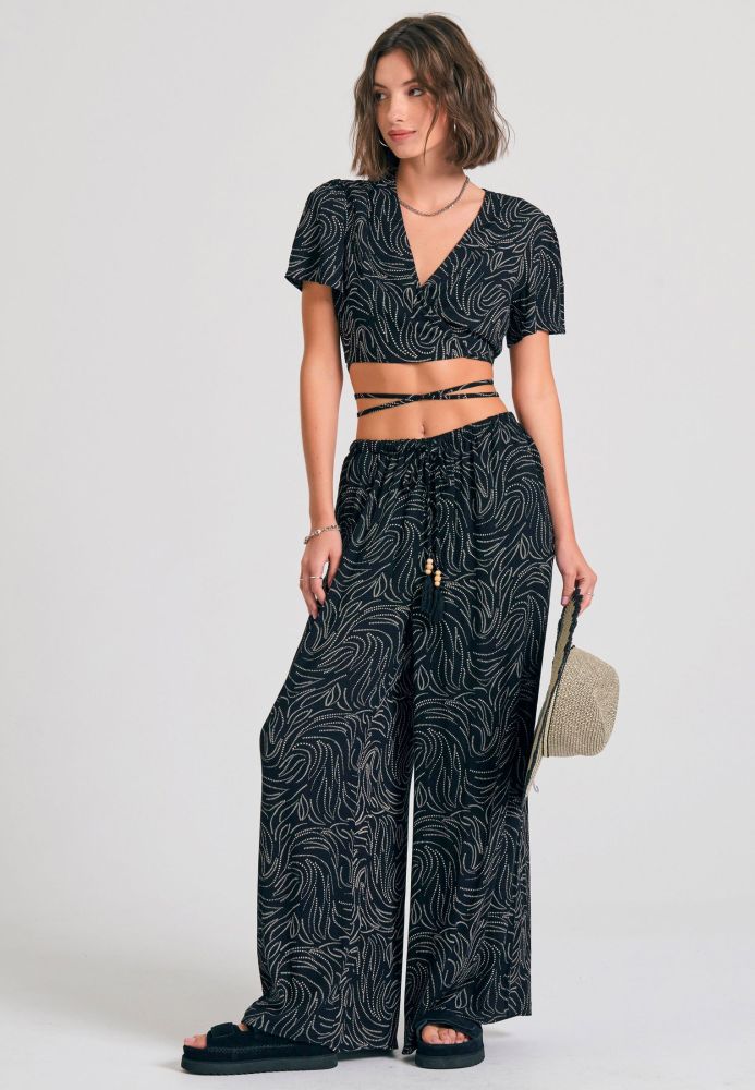 Loose fit εμπριμέ παντελόνα σε boho look