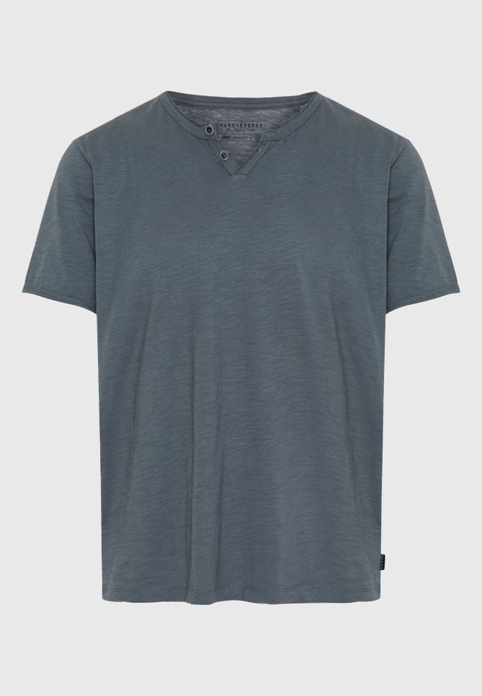 T-shirt με λαιμό henley και raw cuts - The essentials