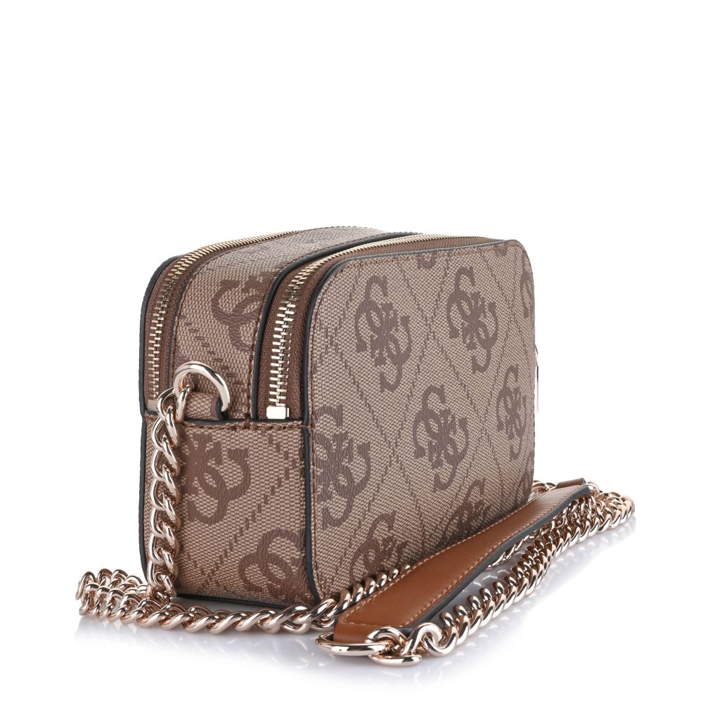 Τσαντάκι Ώμου-Χιαστί Guess Izzy OS865414 Latte Logo