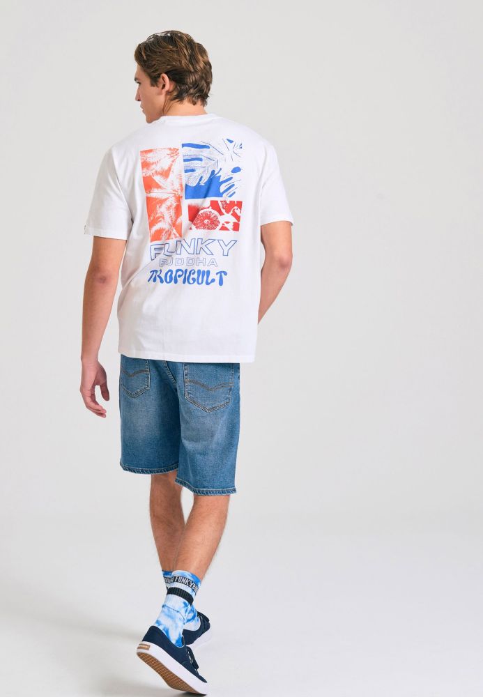 Relaxed fit t-shirt με tropical τύπωμα