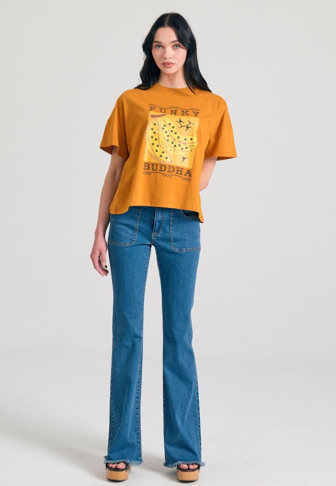 Loose fit t-shirt από οργανικό βαμβάκι με τύπωμα