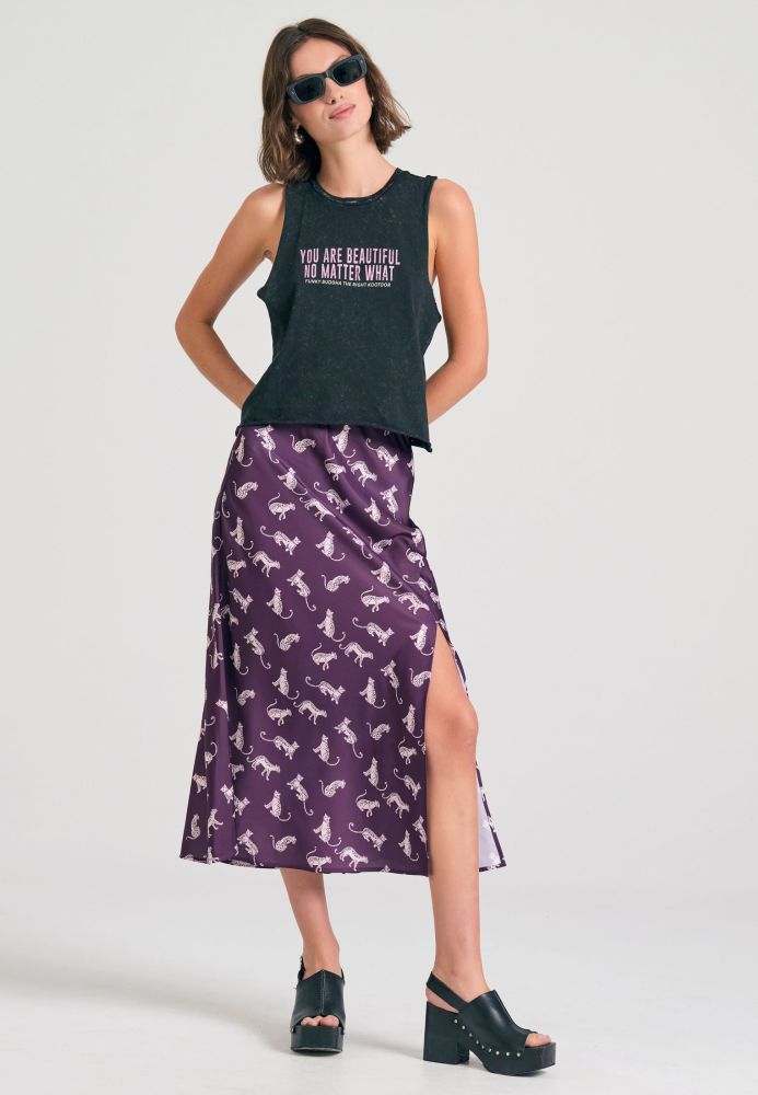 Γυνακείο garment dyed tank top με text artwork τύπωμα
