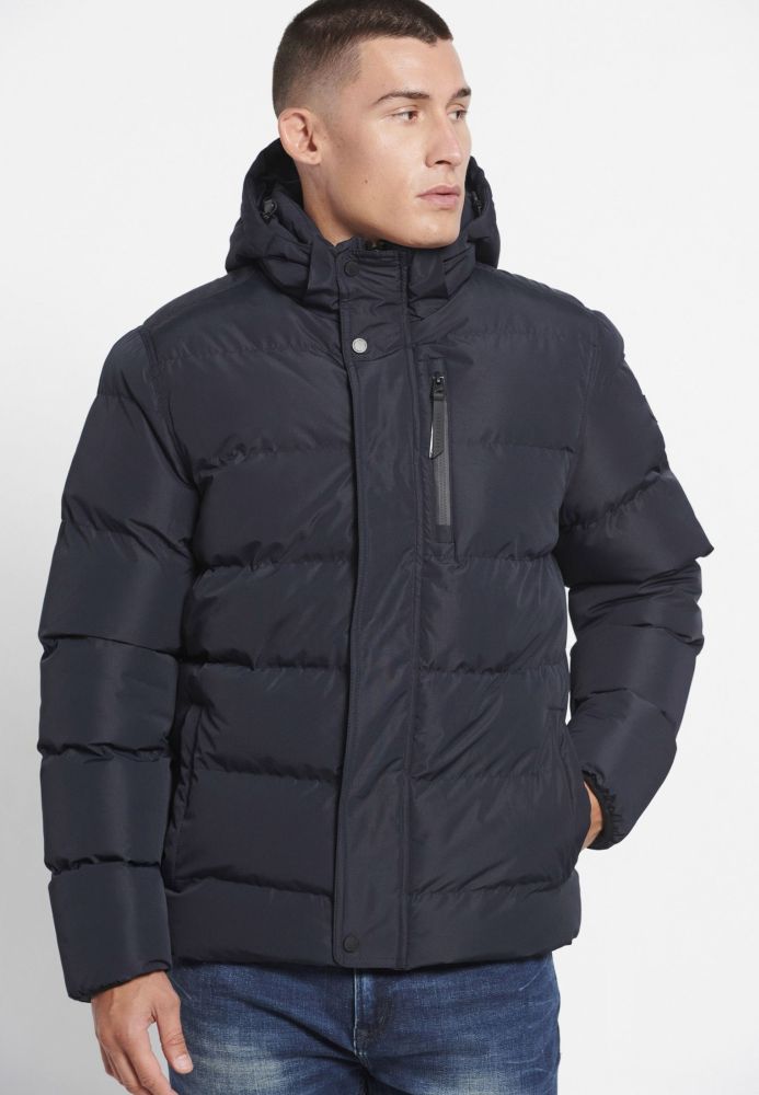 Ανδρικό puffer μπουφάν με αποσπώμενη κουκούλα