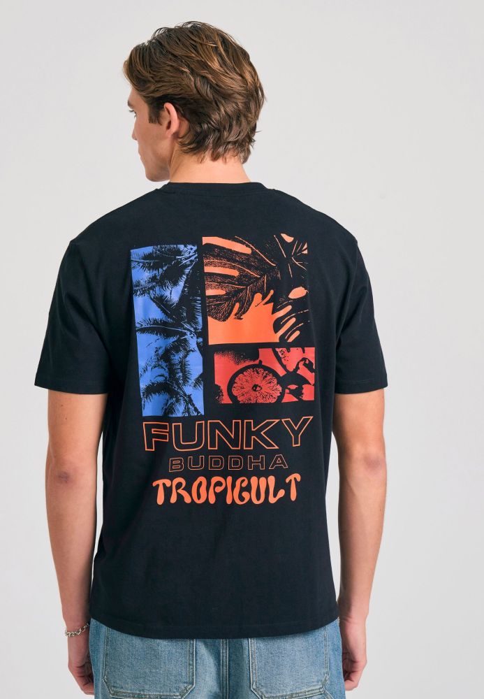 Relaxed fit t-shirt με tropical τύπωμα