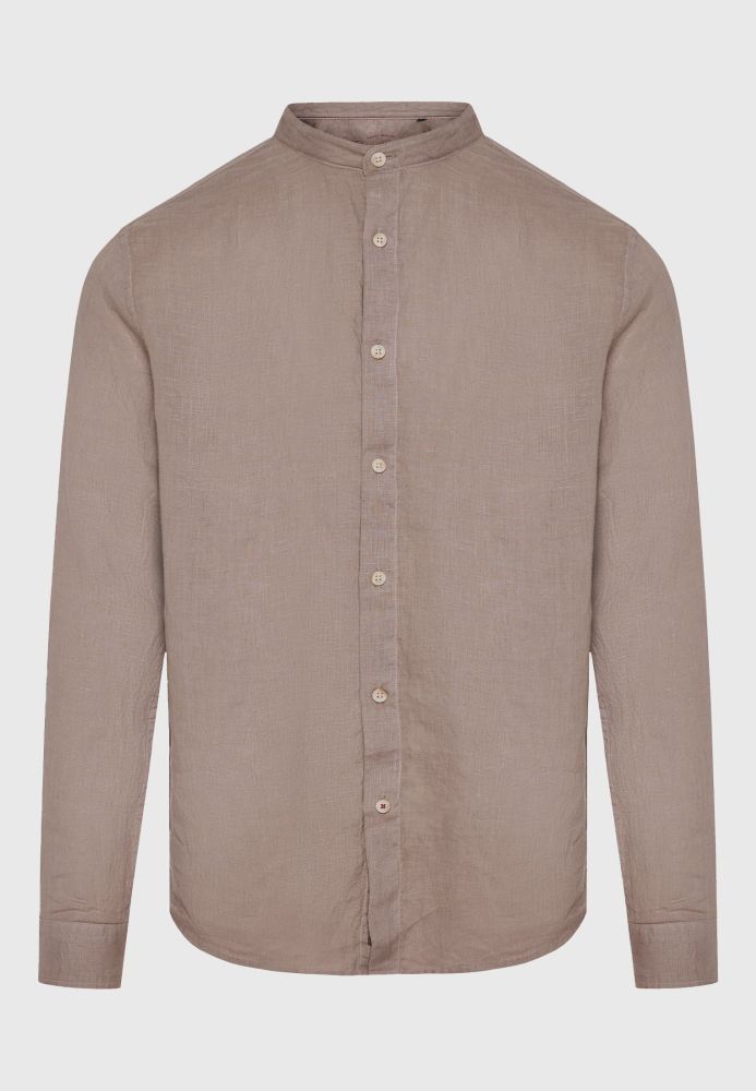 Garment dyed λινό πουκάμισο με λαιμό mao