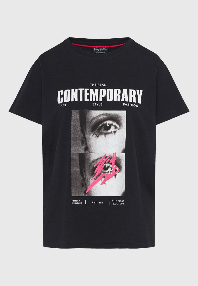 Loose fit t-shirt με illusion photographic τύπωμα