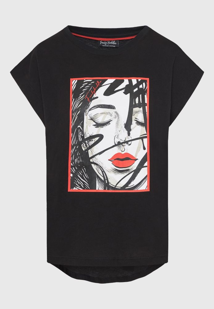 Γυναικείο t-shirt με face photographic τύπωμα