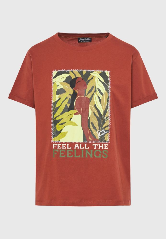 Organic cotton γυναικείο t-shirt με τύπωμα σε boho look