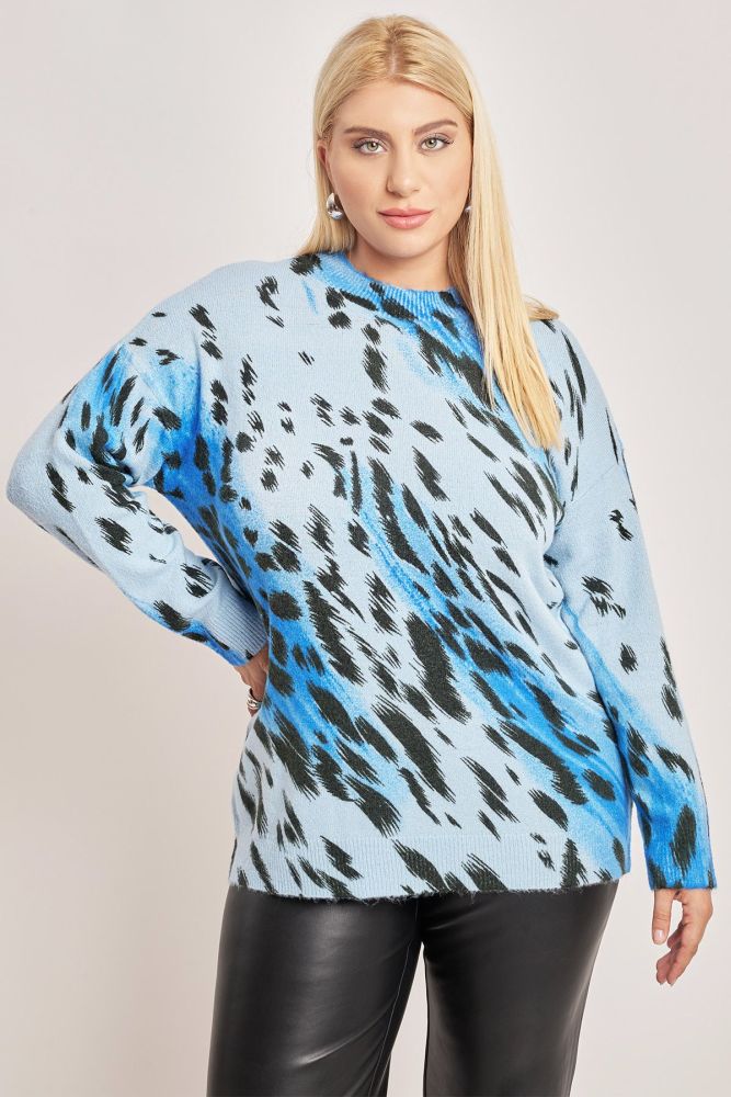 Πλεκτή μπλούζα λουπέτο σε animal print
