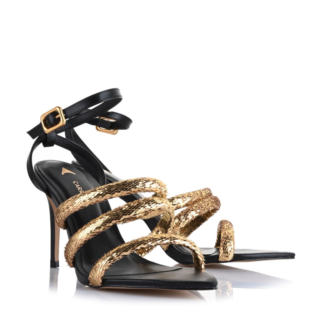 Δερμάτινα Πέδιλα Carrano 816005/CAB01 Gold/Black