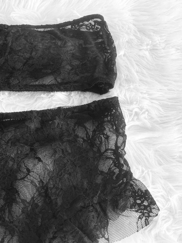 Δαντελένιο Σετ Strapless & Boxer - Μαύρο - LC62264-Μαύρο-One Size