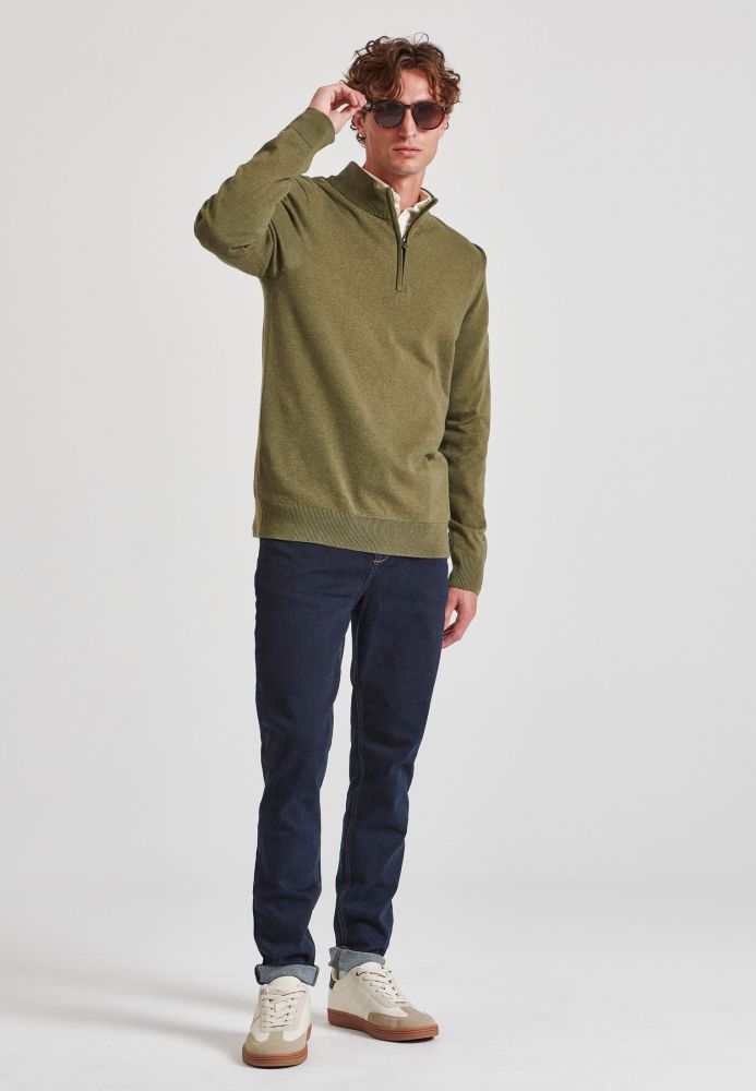 Ανδρικό half-zip πλεκτό πουλόβερ