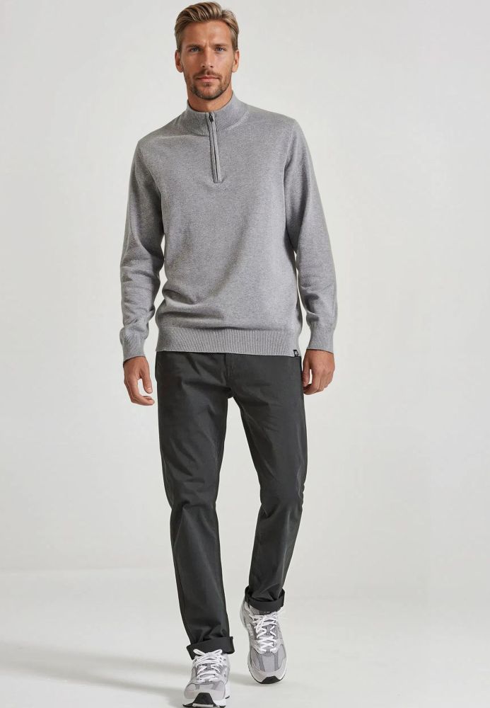 Ανδρικό half-zip πλεκτό πουλόβερ