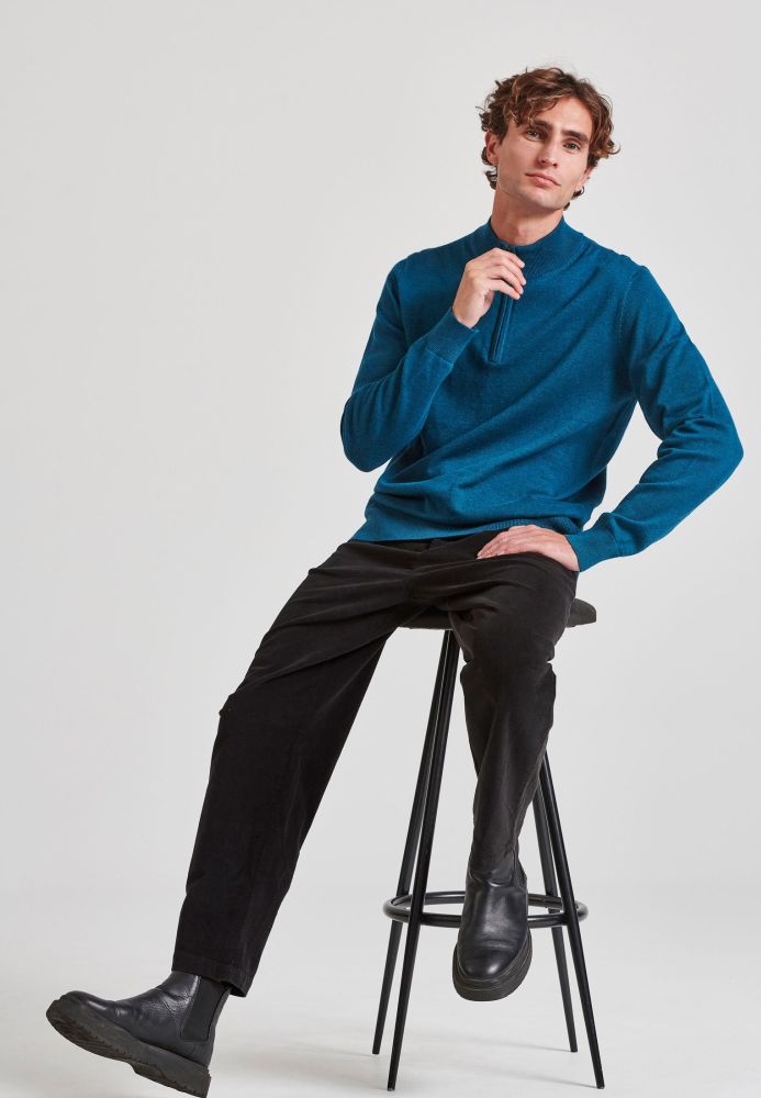 Ανδρικό half-zip πλεκτό πουλόβερ