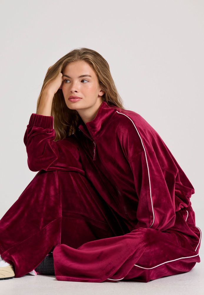 Wide leg fit βελουτέ παντελόνι φόρμας