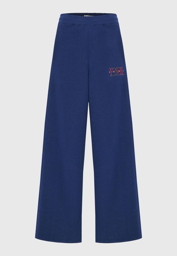 Wide leg fit παντελόνι φόρμας με branded κέντημα