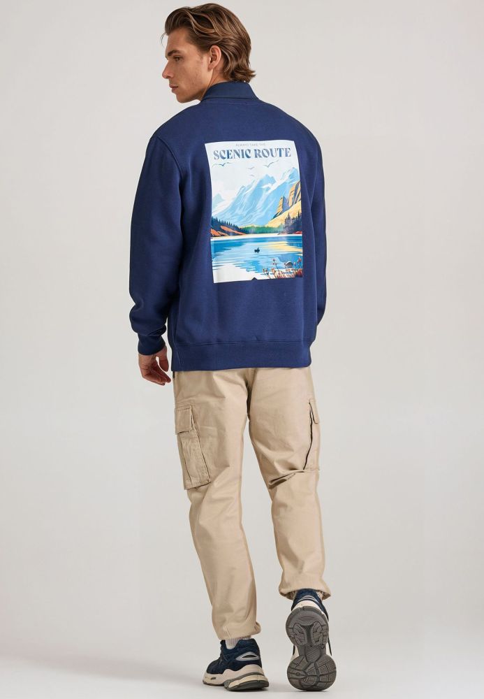 Relaxed fit φούτερ με τύπωμα στην πλάτη