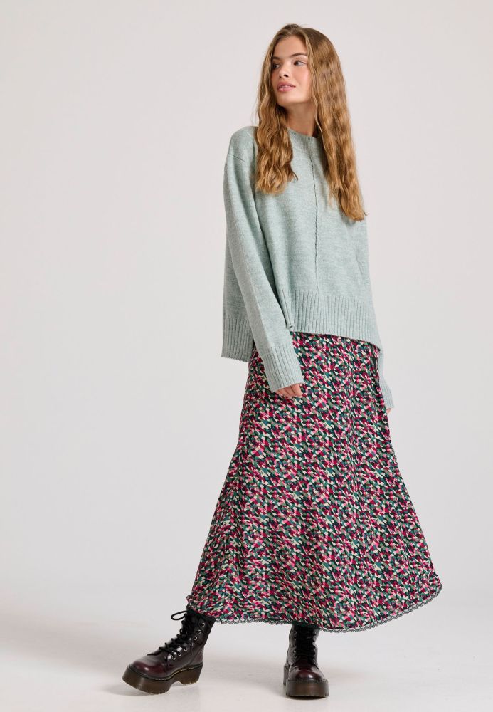 Relaxed fit πλεκτή μπλούζα με στρογγυλή λαιμόκοψη