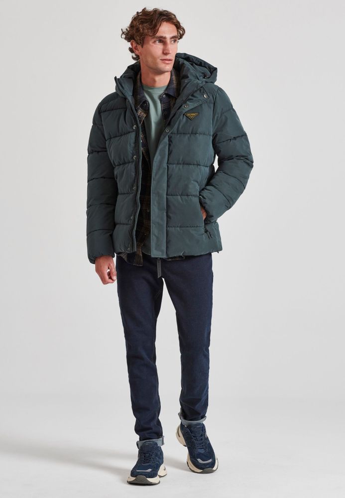 Ανδρικό puffer μπουφάν με αποσπώμενη κουκούλα