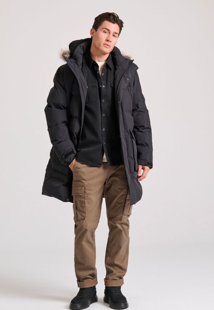 Ανδρικό puffer parka με αποσπώμενη κουκούλα