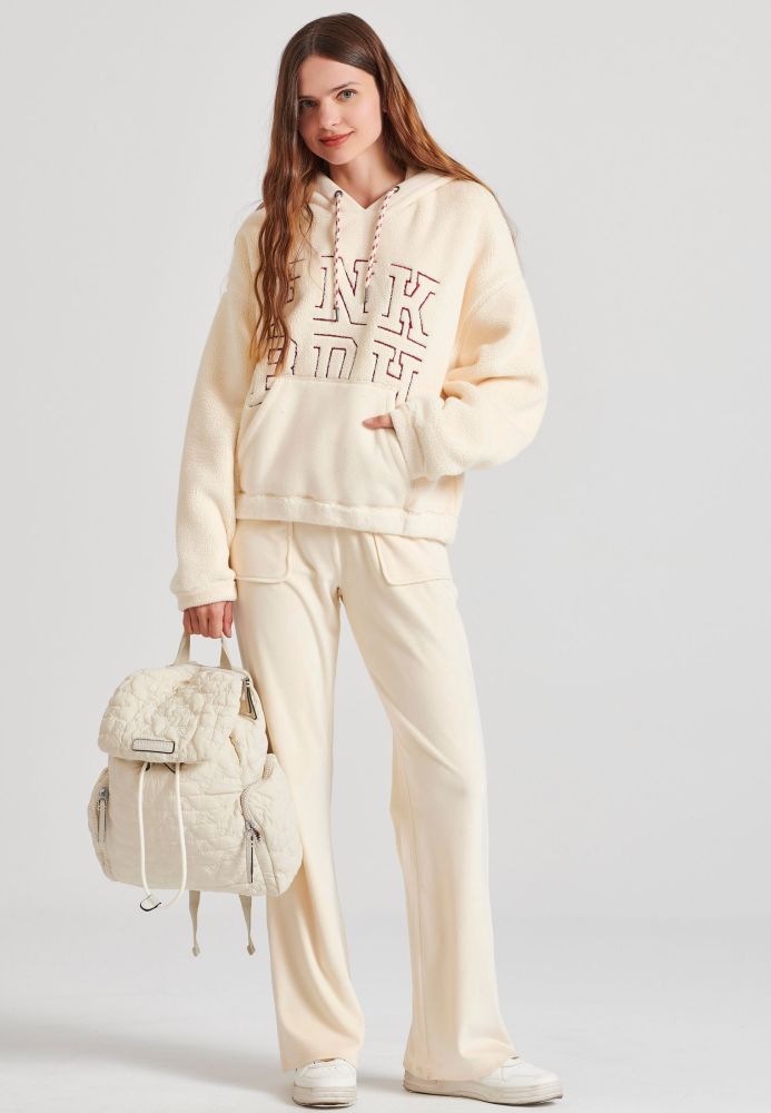 Relaxed fit φούτερ από οικολογική γούνα