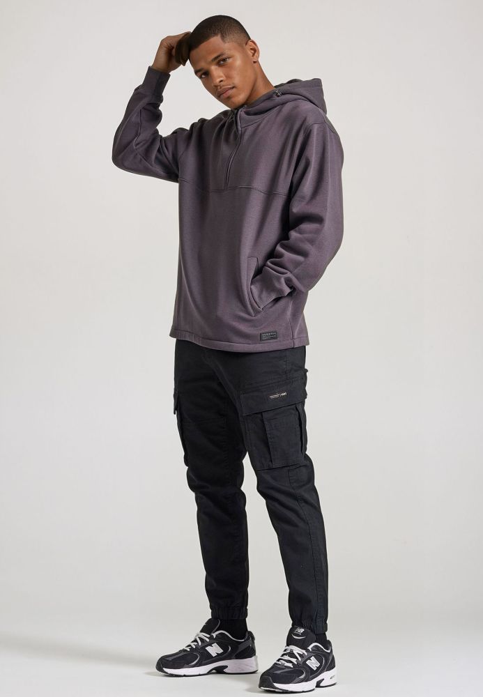 Relaxed half-zip φούτερ με τύπωμα στην πλάτη