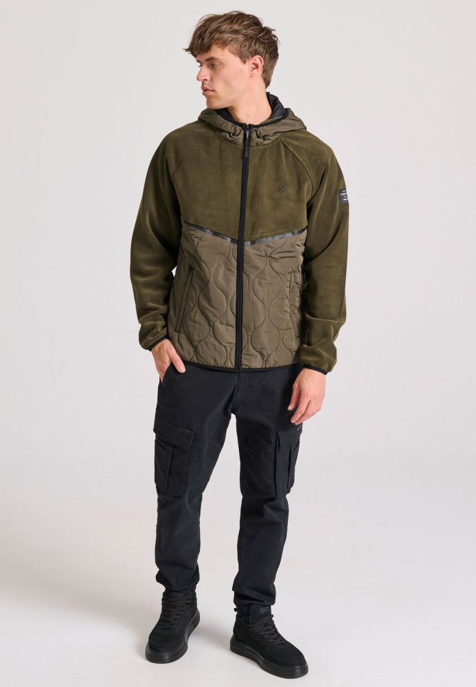 Oversized fleece ζακέτα φούτερ με κουκούλα
