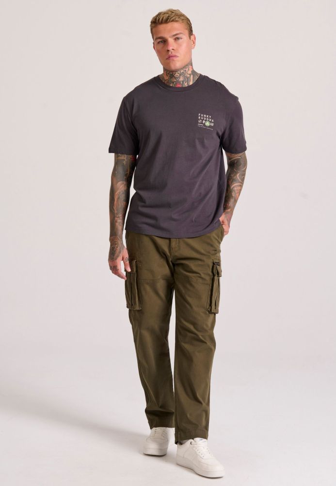 Loose fit cargo παντελόνι σε ζακάρ ύφανση