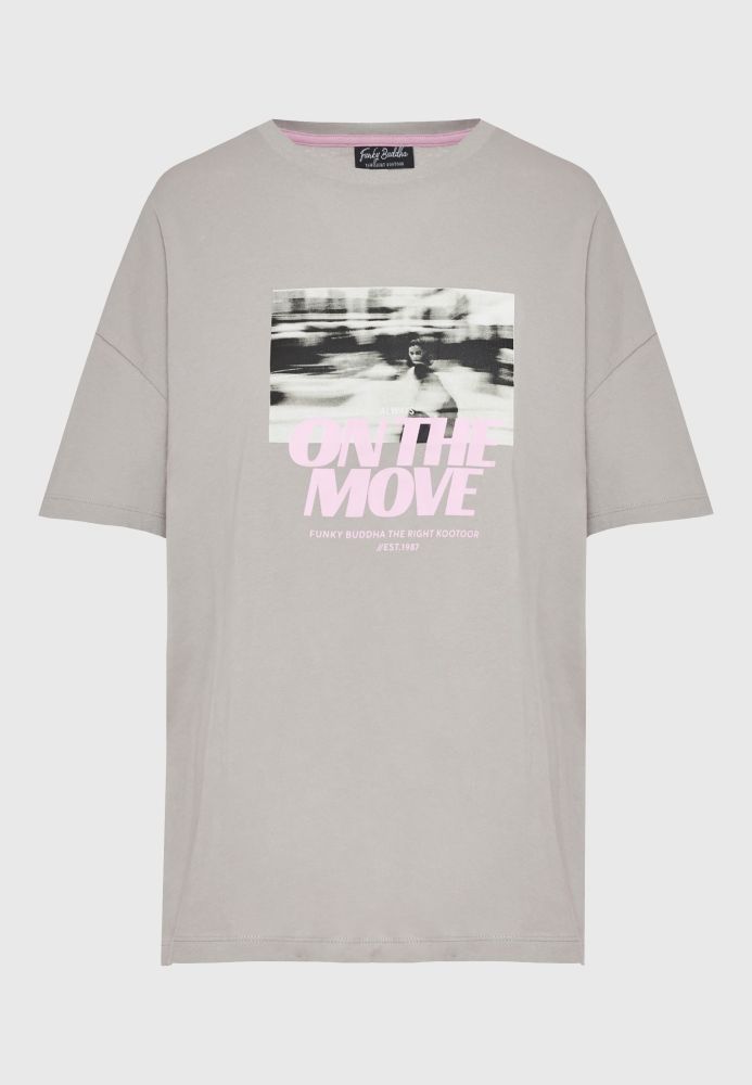 Loose fit γυναικείο t-shirt με φωτογραφικό τύπωμα