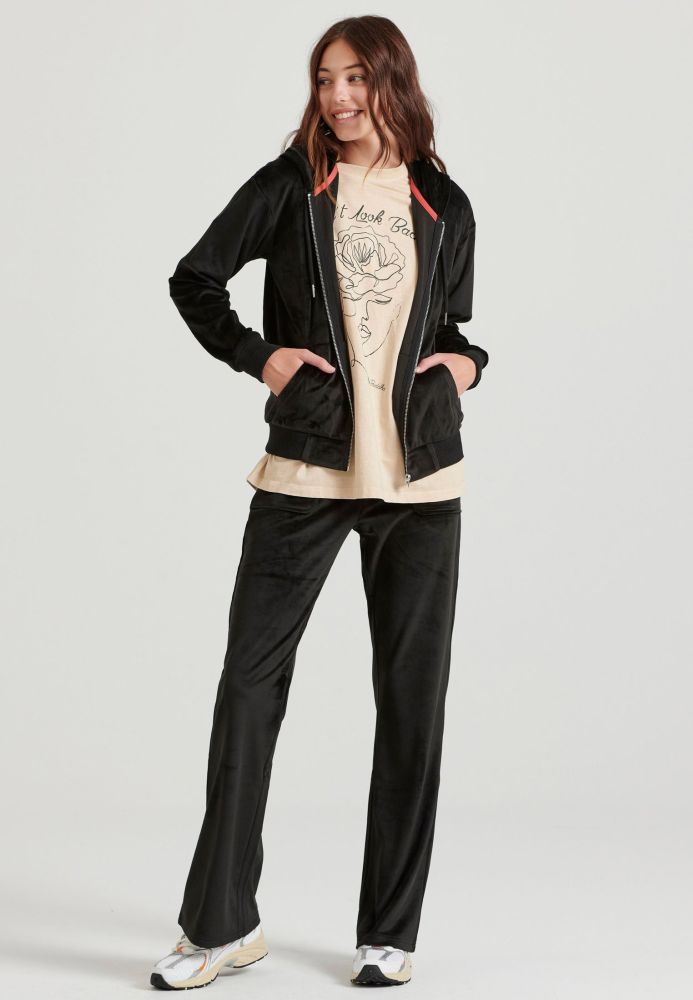 Flare fit παντελόνι φόρμας σε βελουτέ ύφασμα