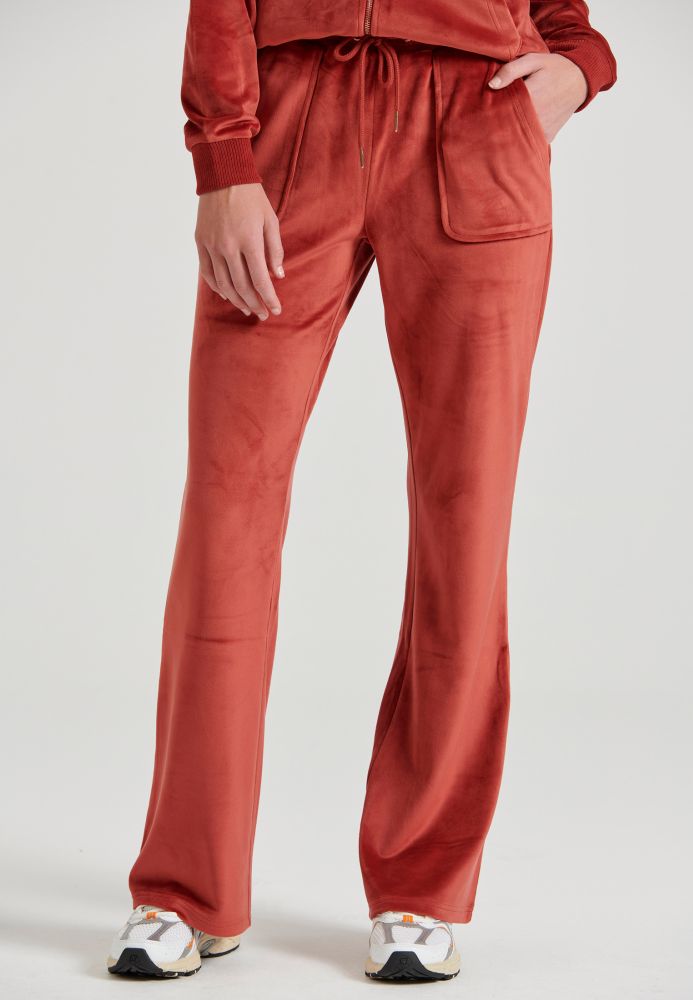Flare fit παντελόνι φόρμας σε βελουτέ ύφασμα