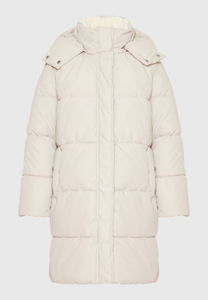 Loose fit μακρύ puffer μπουφάν με αποσπώμενη κουκούλα