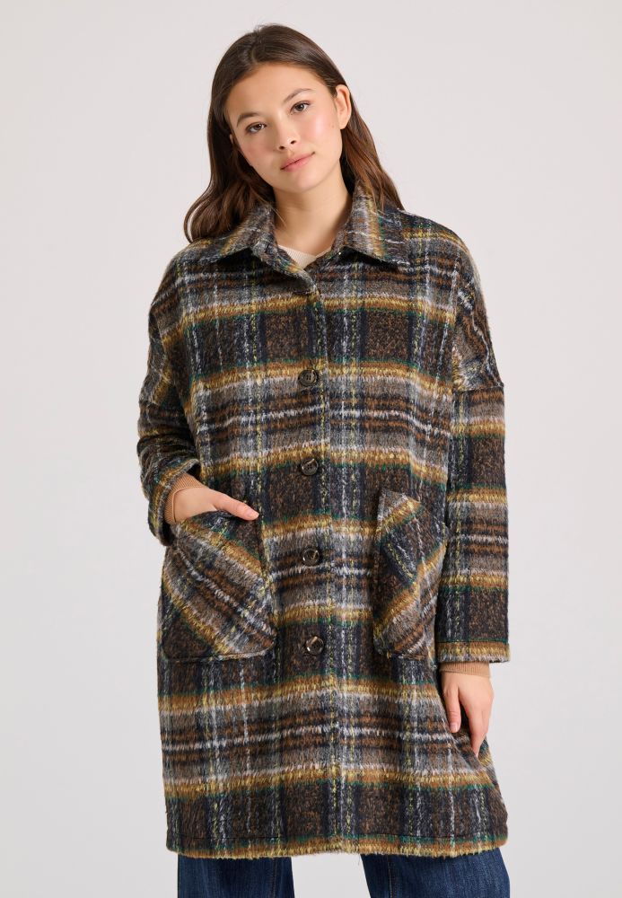 Γυναικείο wool blend καρό παλτό