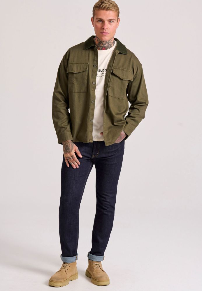 Overshirt casual πουκάμισο με κοτλέ γιακά