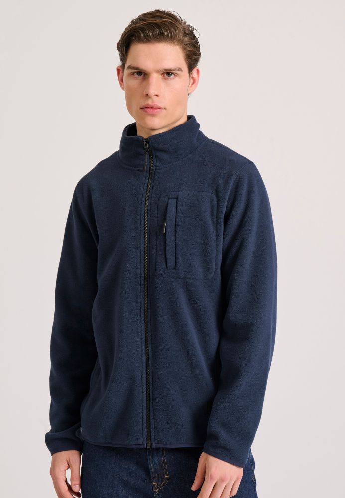 Fleece ζακέτα φούτερ με zip-up τσέπη στο στήθος