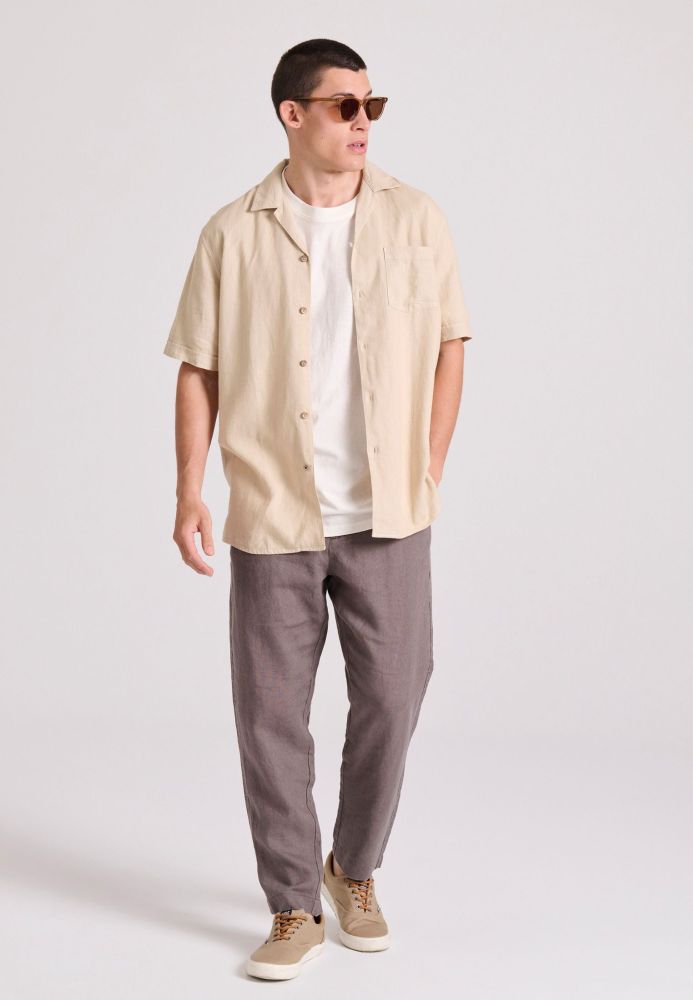 Relaxed fit πουκάμισο από λινό και τεχνητό μετάξι