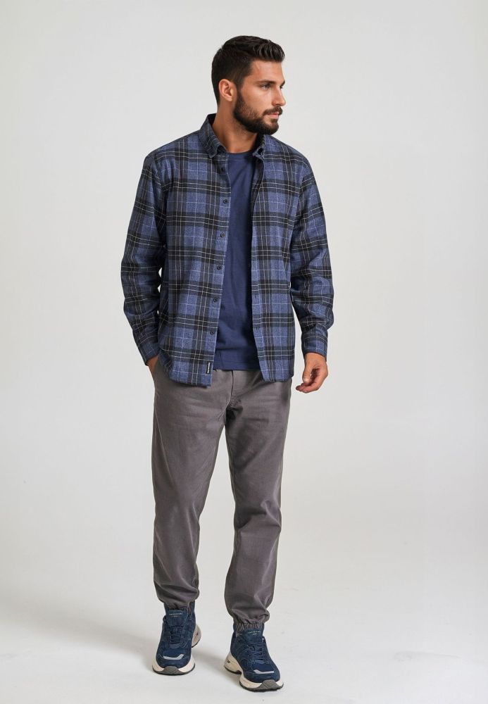 Chino jogger παντελόνι σε micro ζακάρ ύφανση