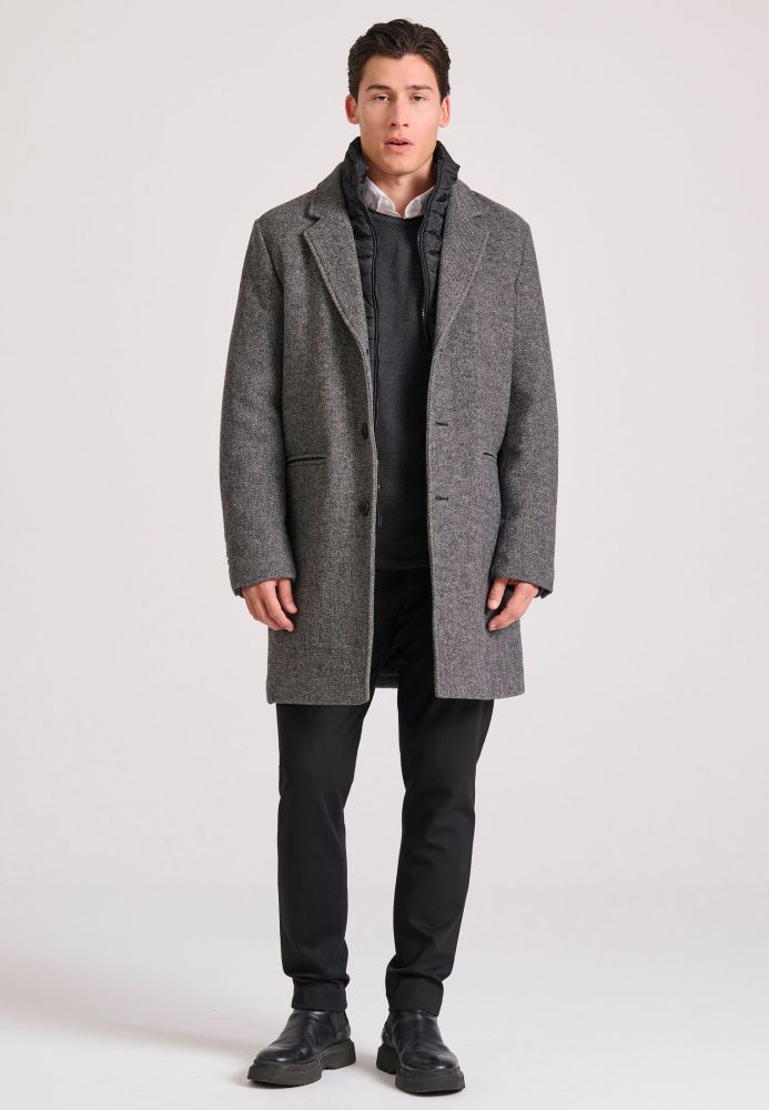 Ανδρικό wool blend παλτό με εσωτερική επένδυση