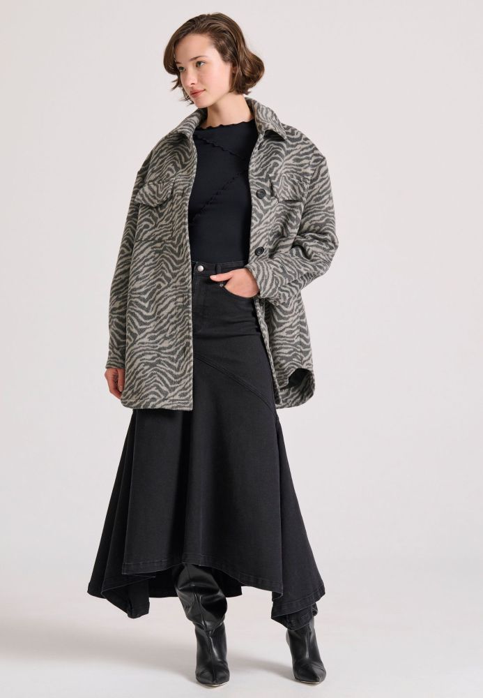 Maxi denim φούστα με ασύμμετρο τελείωμα