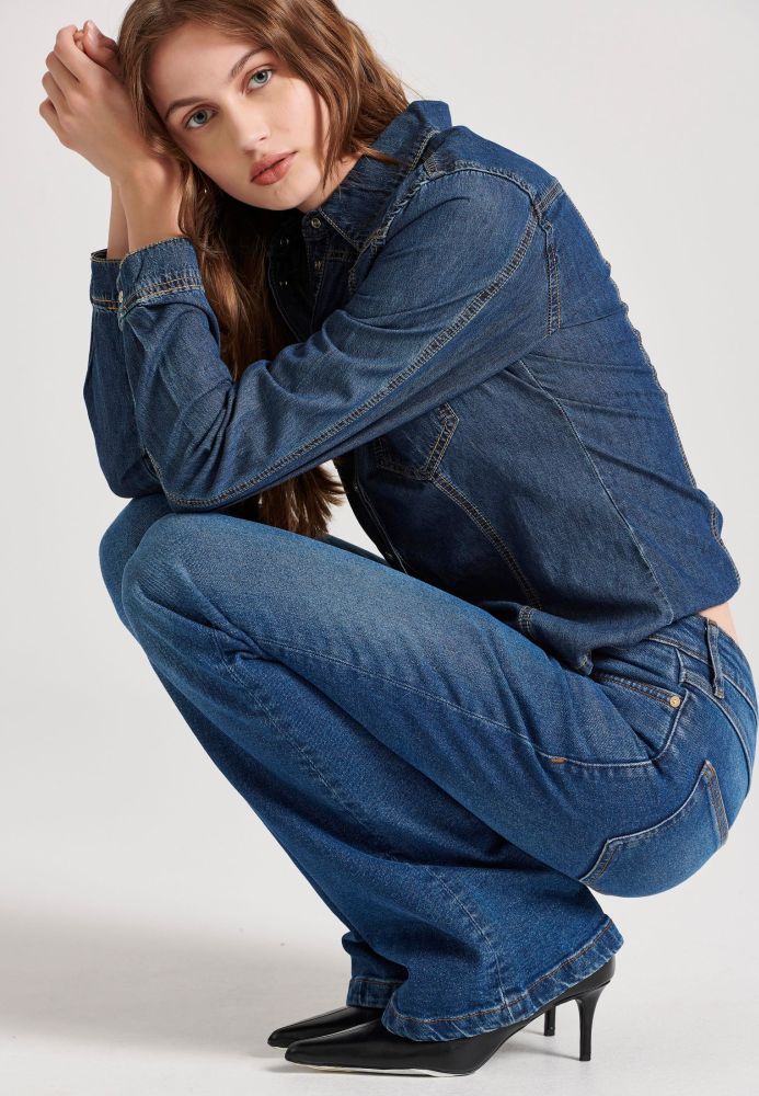 Flare fit τζιν παντελόνι