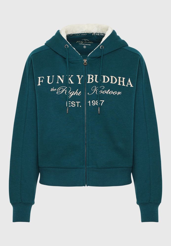 Φούτερ ζακέτα με κέντημα στο στήθος