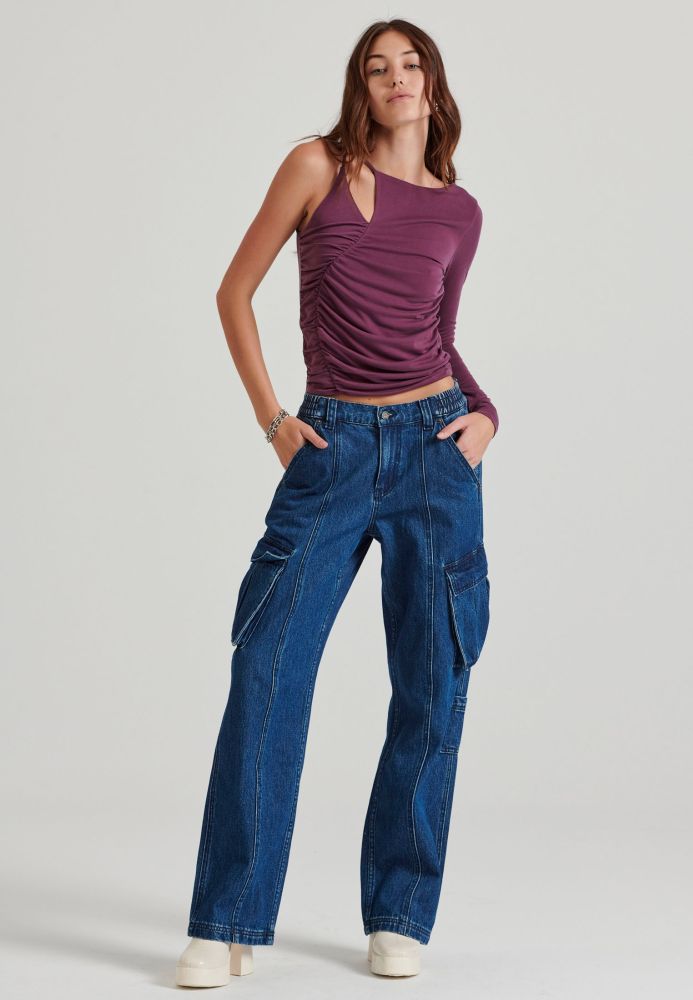 One-shoulder τοπ με σούρες