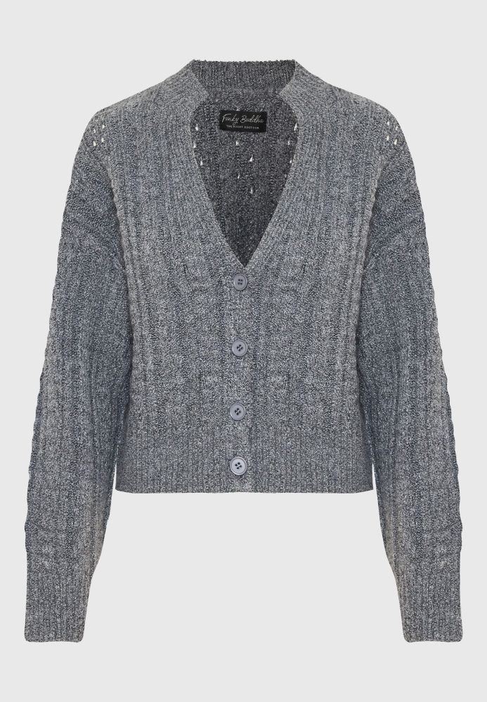 Relaxed fit cropped πλεκτή ζακέτα με σχέδιο στην πλέξη