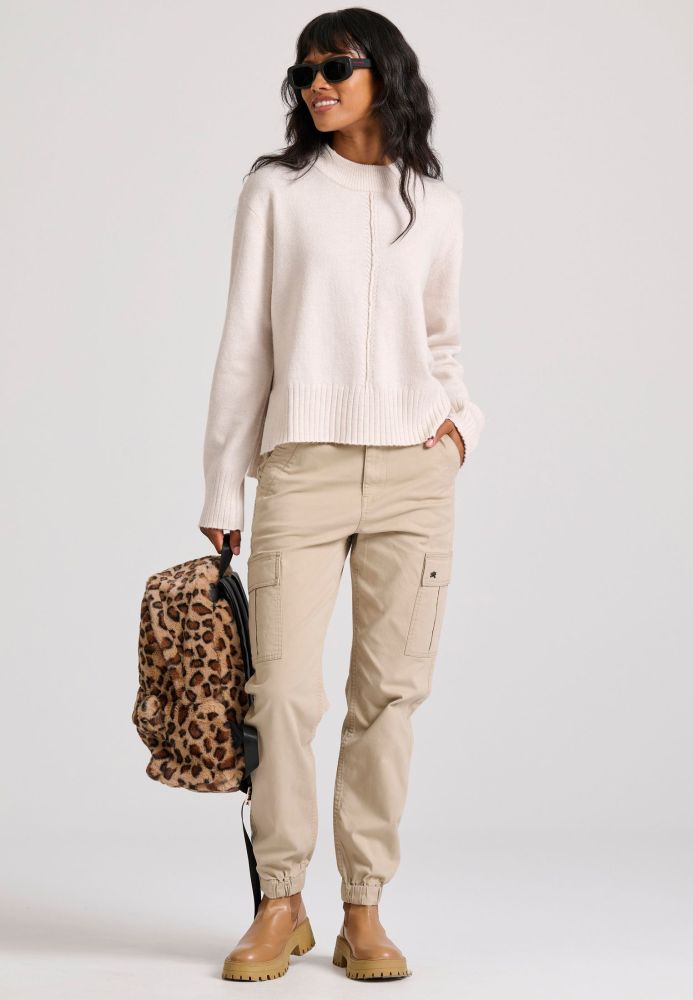 Relaxed fit πλεκτή μπλούζα με στρογγυλή λαιμόκοψη